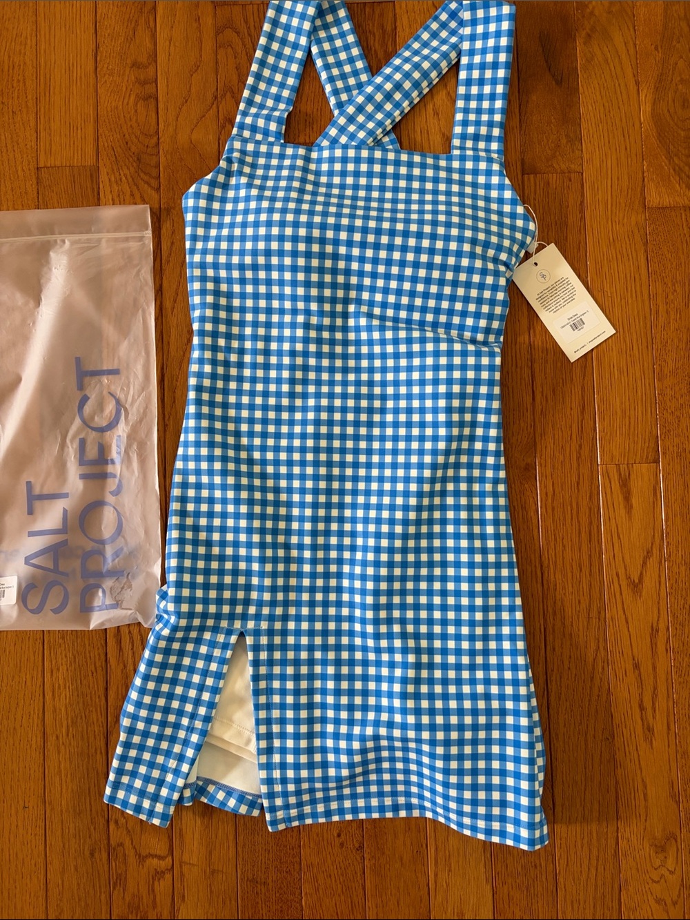 Salt Projext Blue Gingham that’s a wrap dress